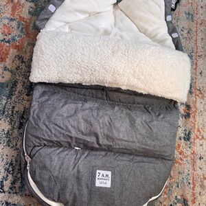 L.A.M.B. Gray and Cream Stroller Footmuff